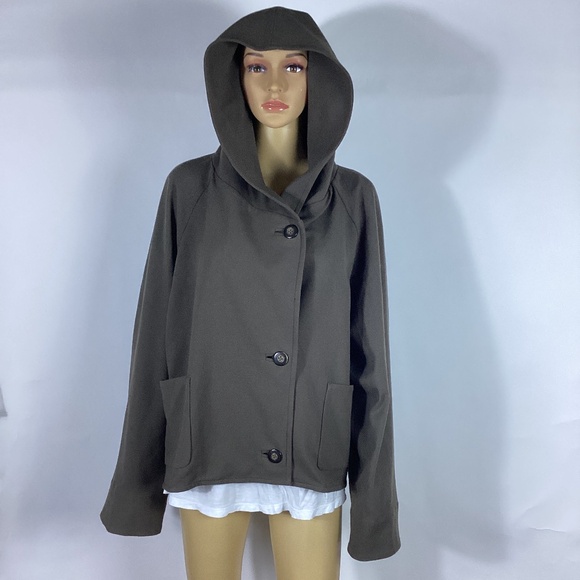 Kallmeyer New York Soft Woven Brown Hooded Jacket L - Picture 1 of 5